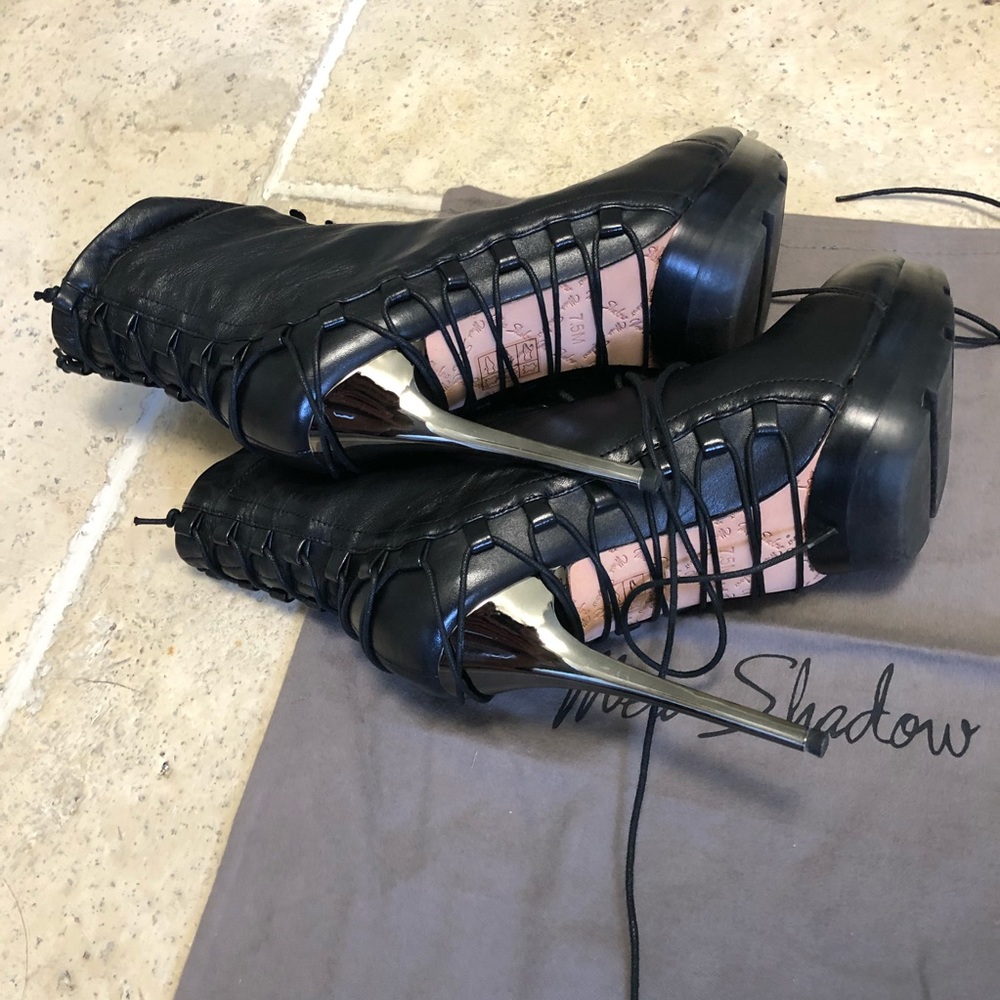 Black Mea Shadow Sexy Corset Stiletto Booties - Picture 5 of 8